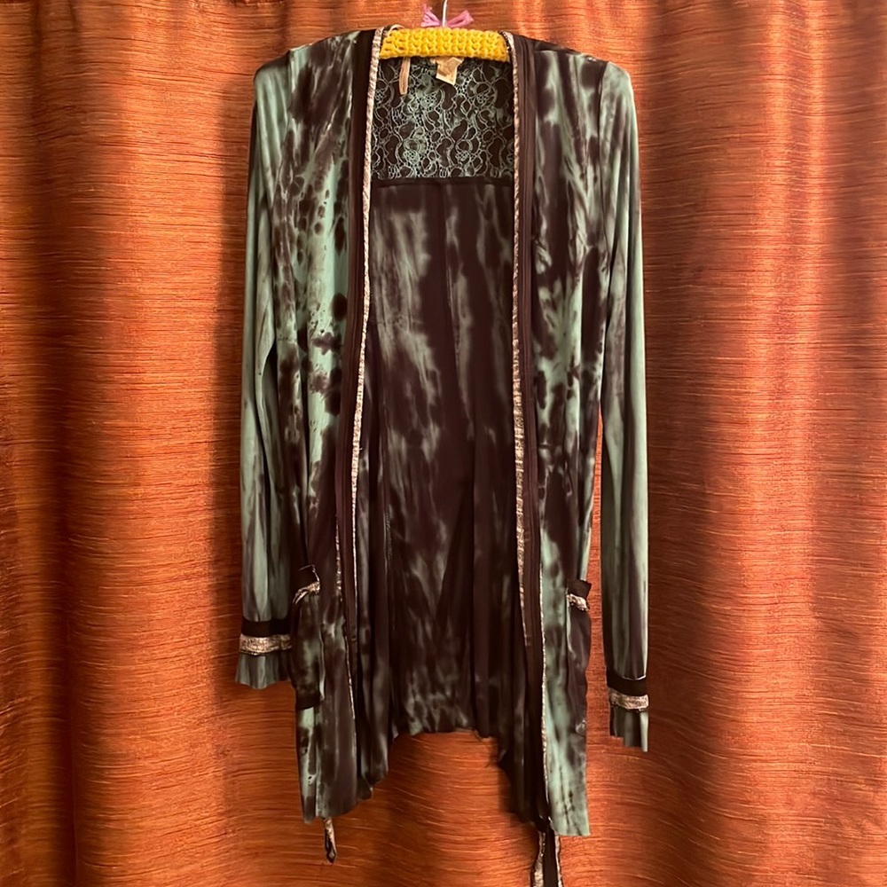 Gimmicks by BKE turquoise/black tunic/duster XS (feels like Small)